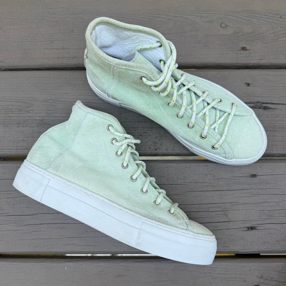 DIEMME Italy Loria High Suede Sneakers Lace-up Platform Shoes in Mint Green 40